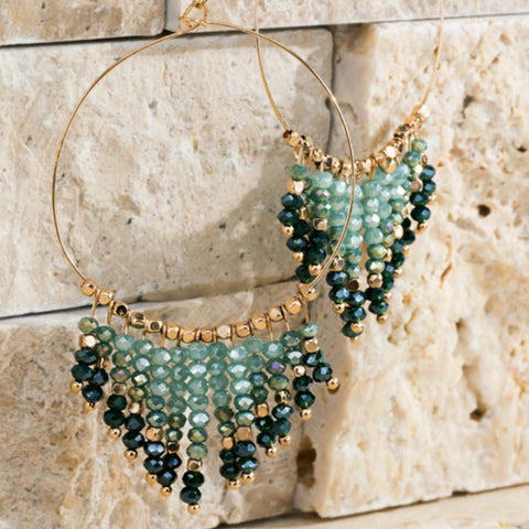 Beaded Tassel And Ring Earrings